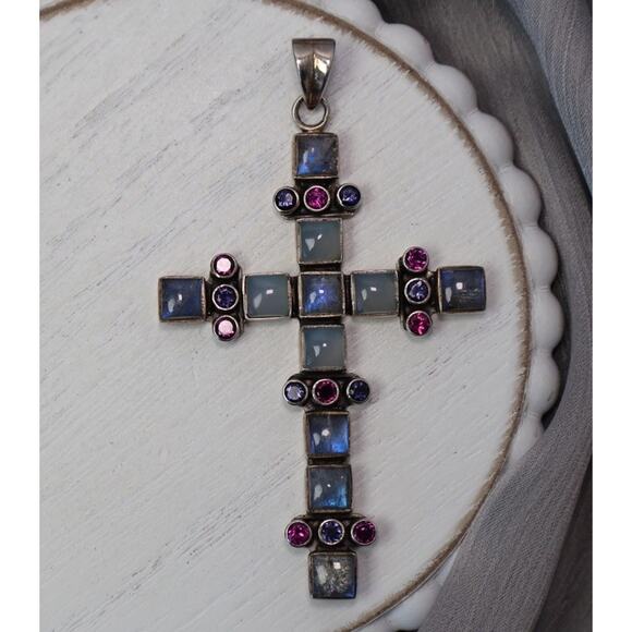 Nicky Butler Jewelry - Nicky Butler Sterling Silver 925 Multi Color Stone Pendant 14.92G / 3.1in